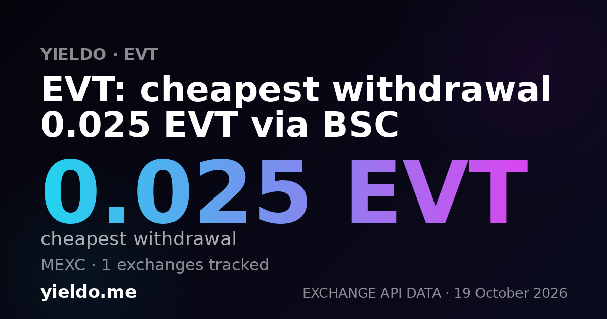 EVT: cheapest withdrawal 0.025 EVT via BSC