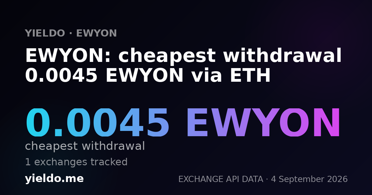 EWYON: cheapest withdrawal 0.0045 EWYON via ETH