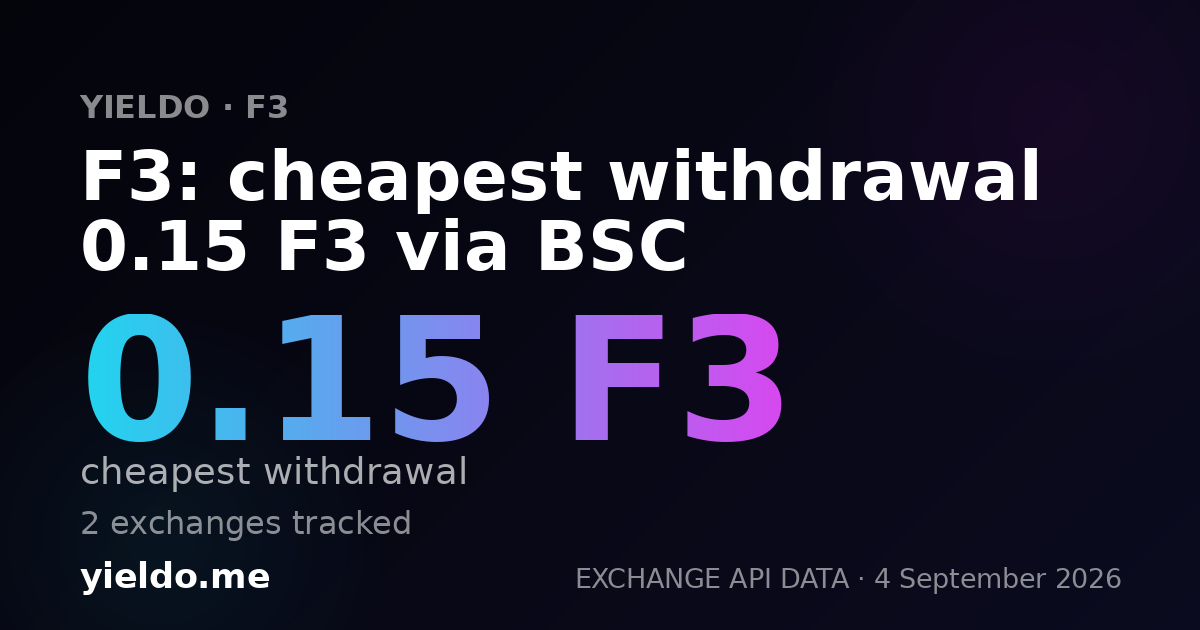 F3: cheapest withdrawal 0.15 F3 via BSC