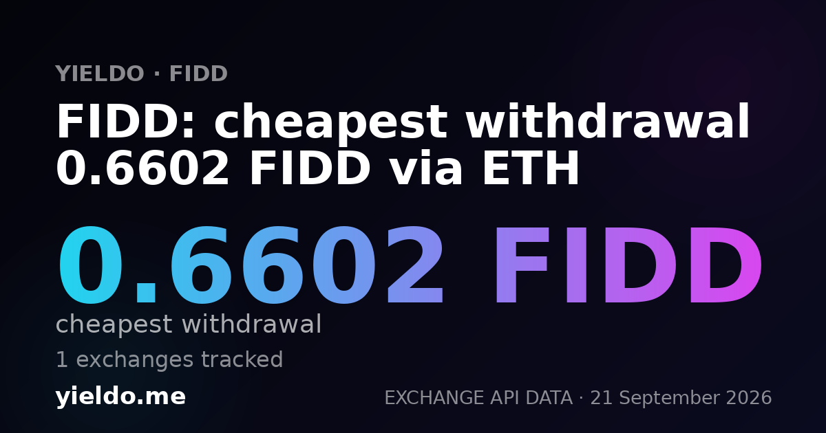 FIDD: cheapest withdrawal 0.6552 FIDD via ETH