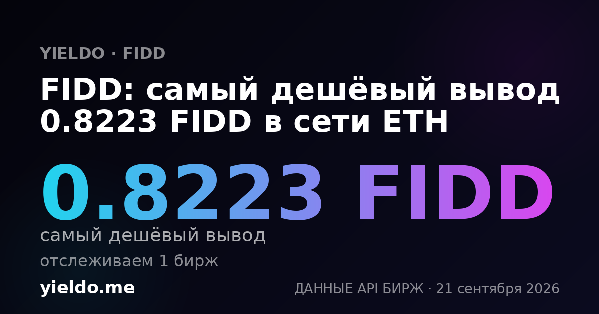 FIDD: самый дешёвый вывод 0.6602 FIDD в сети ETH