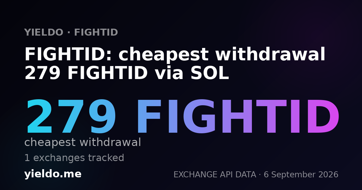 FIGHTID: cheapest withdrawal 282 FIGHTID via SOL