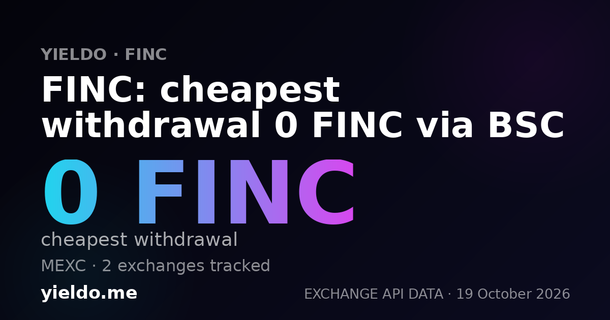 FINC: cheapest withdrawal 0 FINC via BSC