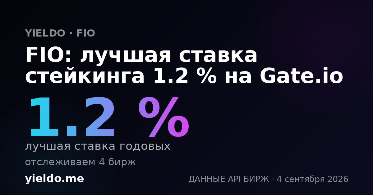 FIO: лучшая ставка стейкинга 1.2 % на Gate.io