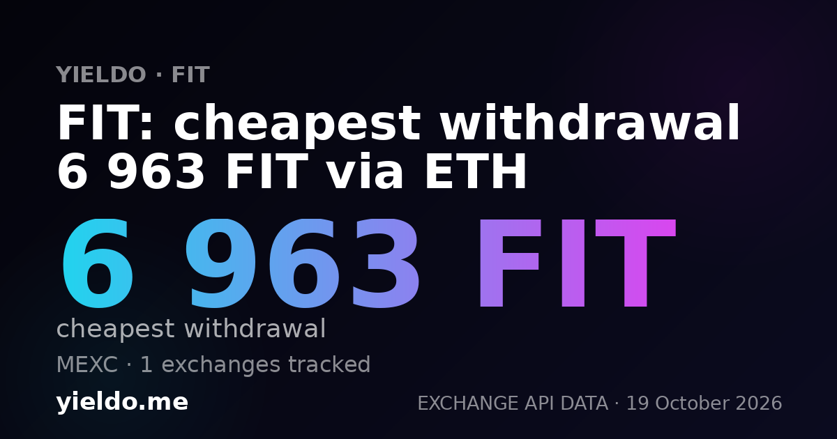 FIT: cheapest withdrawal 6 963 FIT via ETH