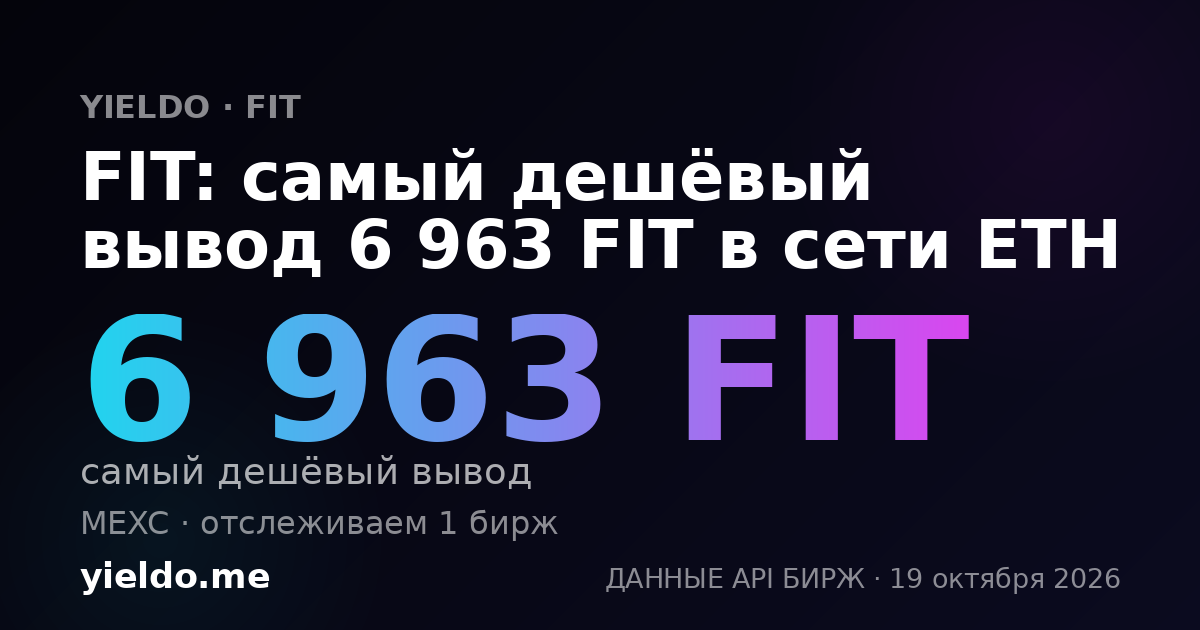 FIT: самый дешёвый вывод 6 963 FIT в сети ETH