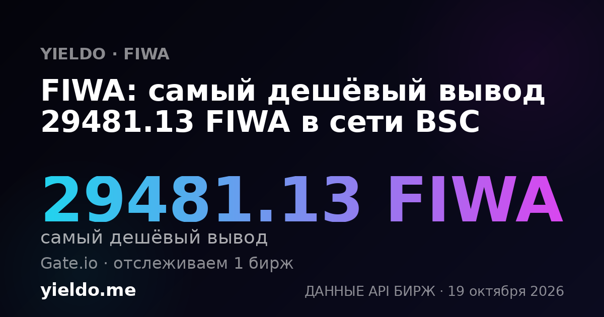 FIWA: самый дешёвый вывод 29481.13 FIWA в сети BSC