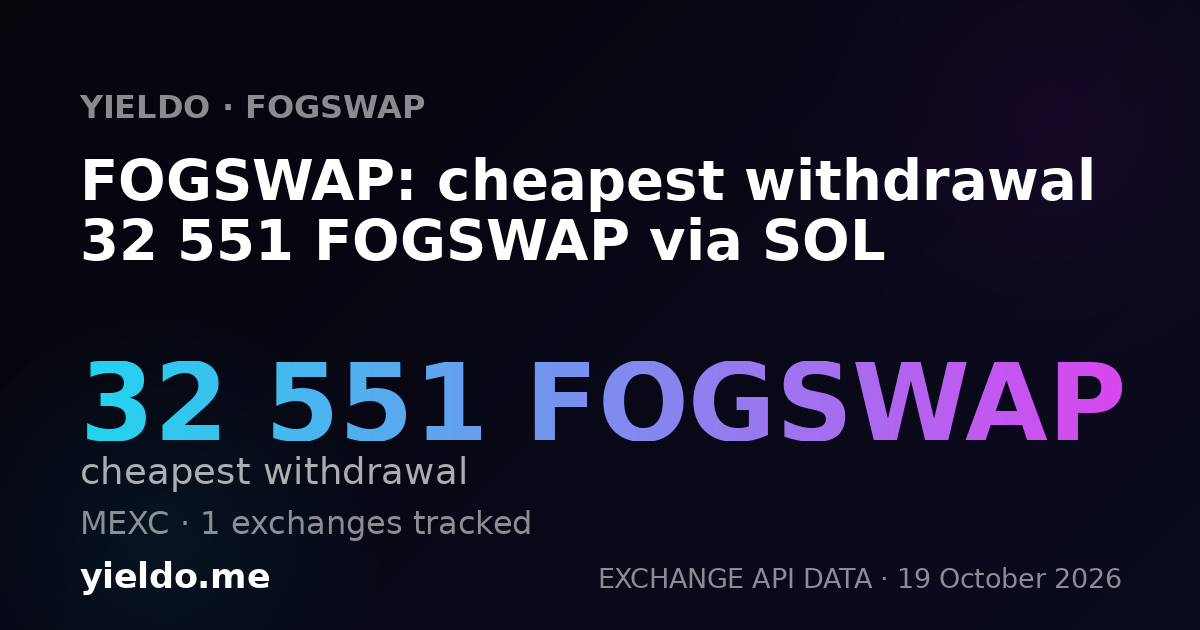 FOGSWAP: cheapest withdrawal 32 551 FOGSWAP via SOL