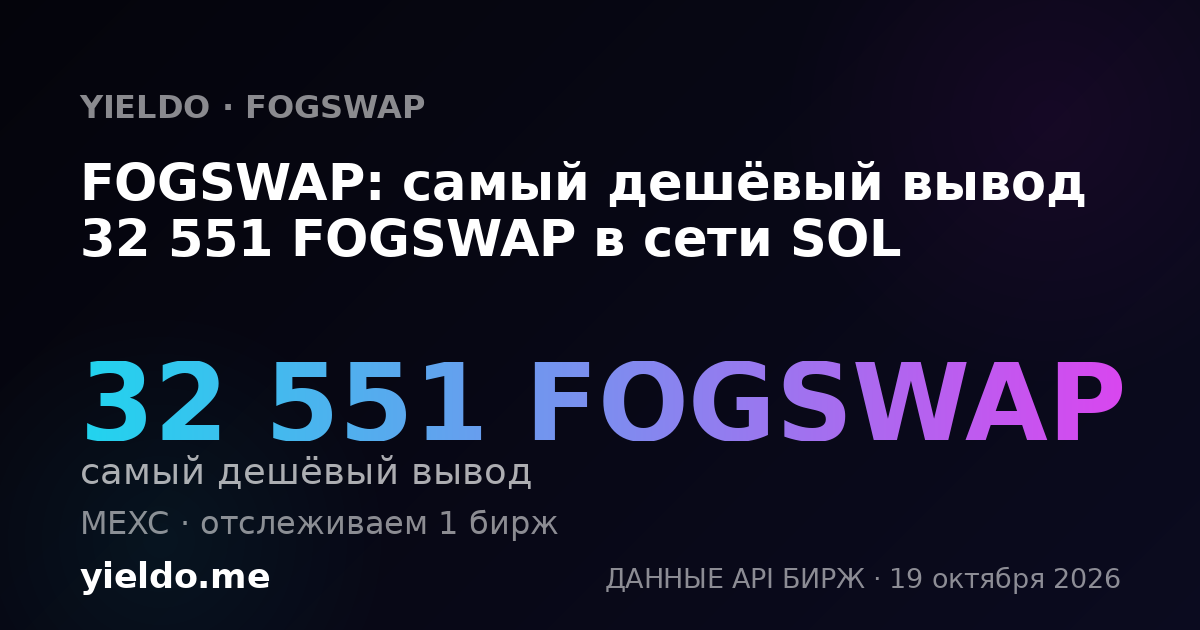 FOGSWAP: самый дешёвый вывод 32 551 FOGSWAP в сети SOL