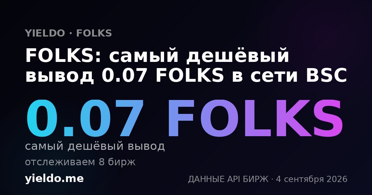 FOLKS: самый дешёвый вывод 0.07 FOLKS в сети BSC