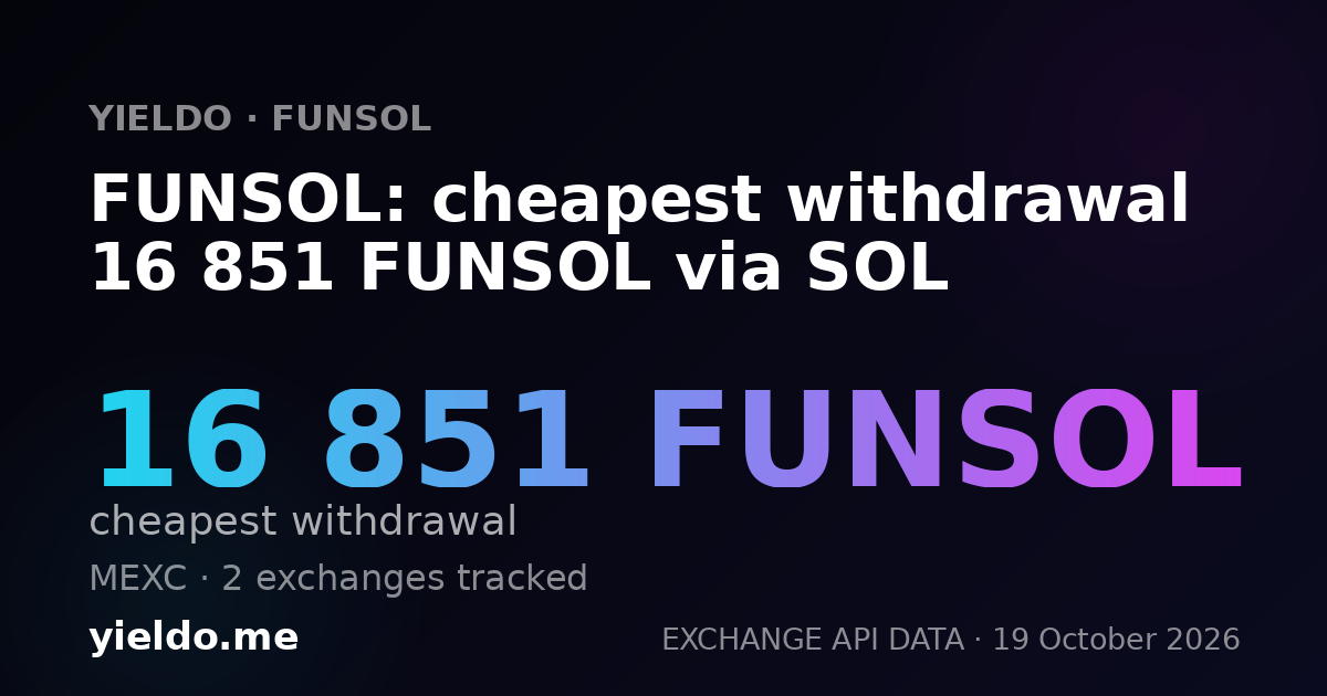 FUNSOL: cheapest withdrawal 16 851 FUNSOL via SOL
