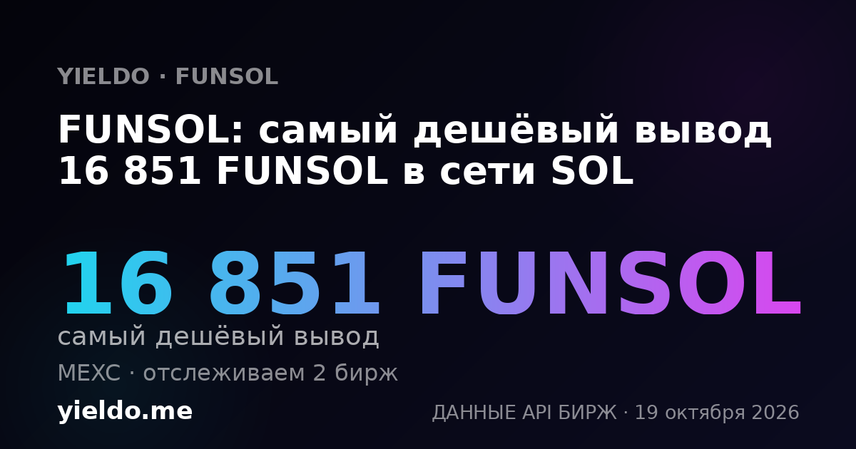FUNSOL: самый дешёвый вывод 16 851 FUNSOL в сети SOL