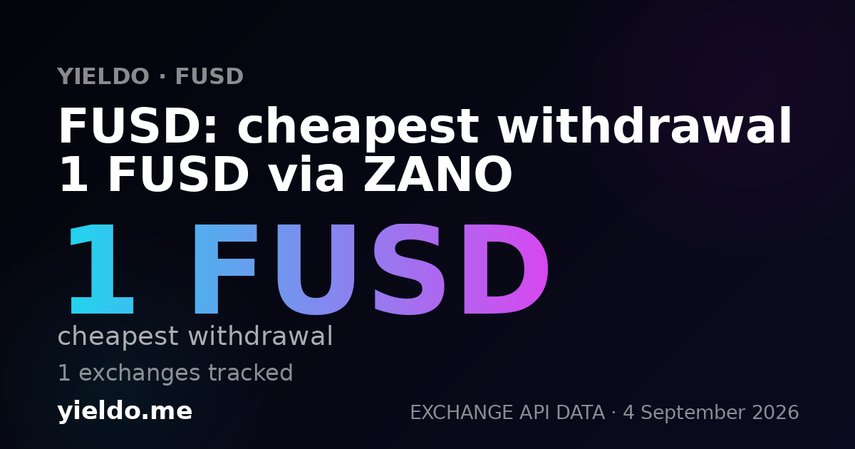 FUSD: cheapest withdrawal 1 FUSD via ZANO