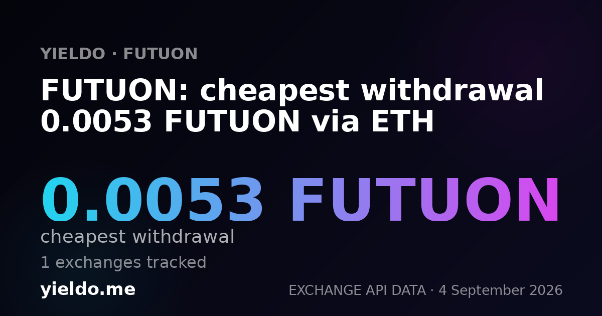 FUTUON: cheapest withdrawal 0.0053 FUTUON via ETH