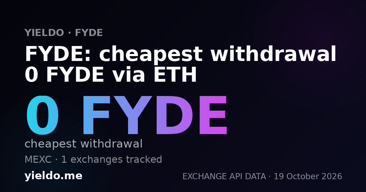 FYDE: cheapest withdrawal 0 FYDE via ETH