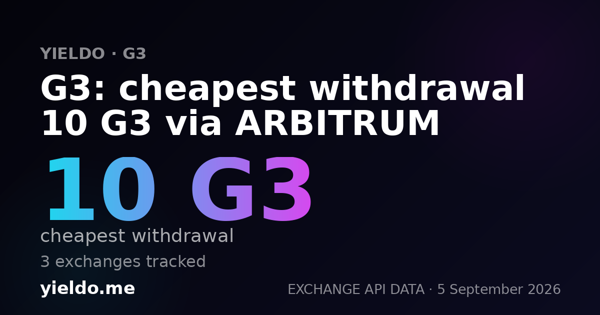 G3: cheapest withdrawal 10 G3 via ARBITRUM