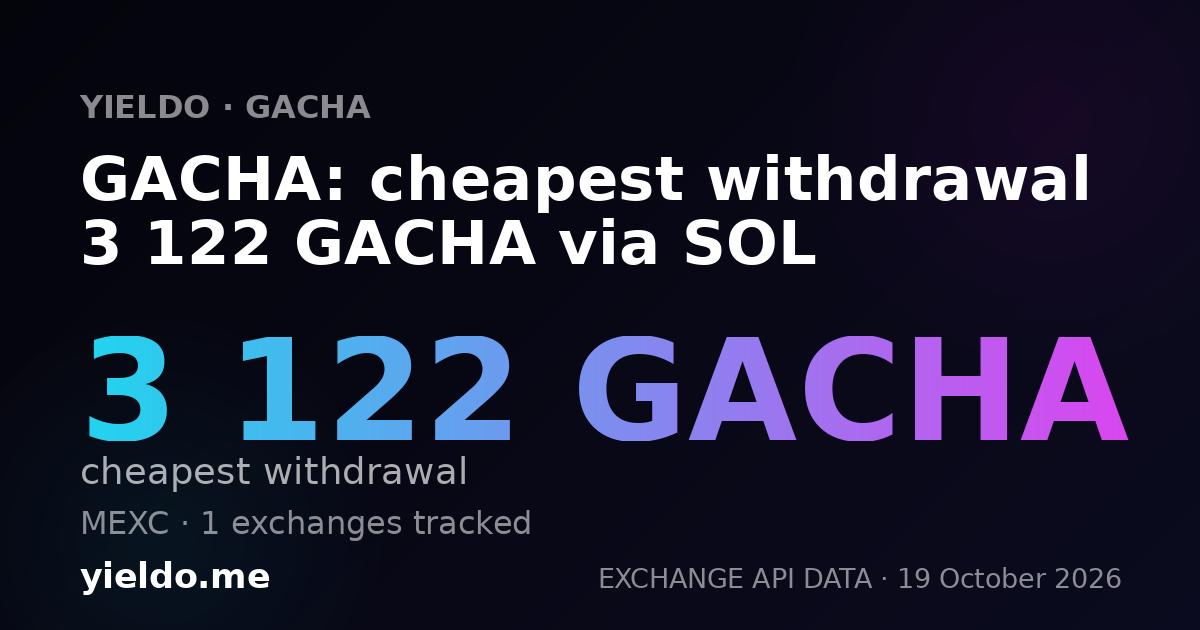GACHA: cheapest withdrawal 3 122 GACHA via SOL