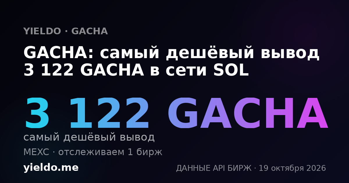 GACHA: самый дешёвый вывод 3 122 GACHA в сети SOL