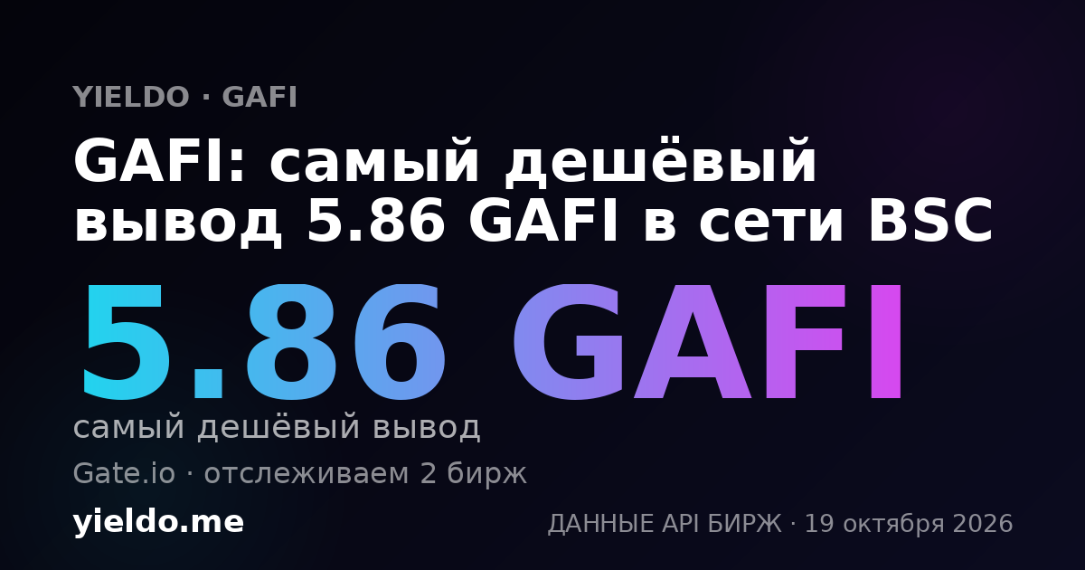 GAFI: самый дешёвый вывод 5.86 GAFI в сети BSC