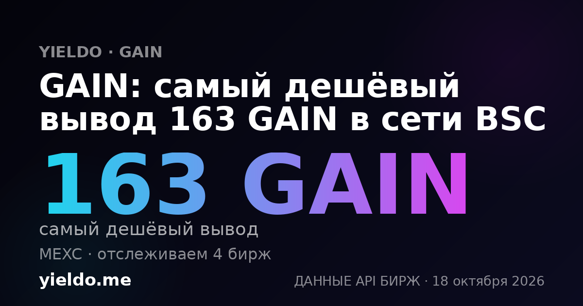 GAIN: самый дешёвый вывод 163 GAIN в сети BSC