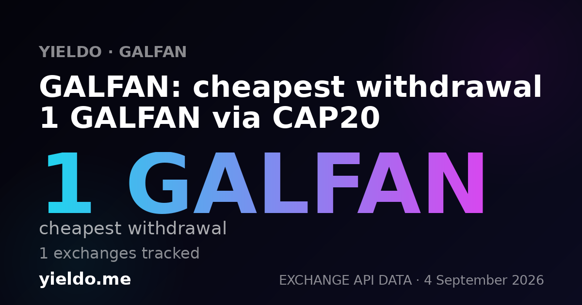 GALFAN: cheapest withdrawal 1 GALFAN via CAP20