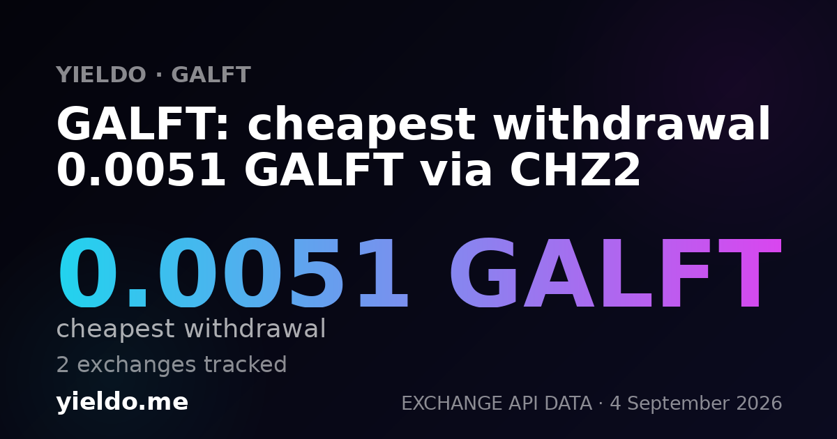 GALFT: cheapest withdrawal 0.0051 GALFT via CHZ2