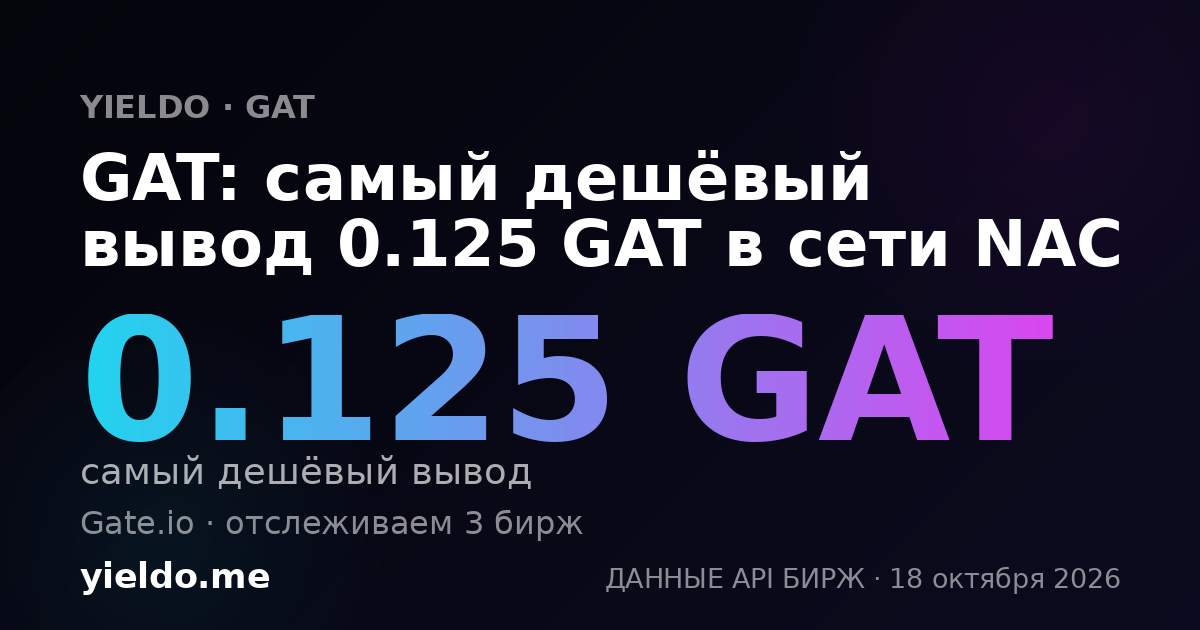 GAT: самый дешёвый вывод 0.125 GAT в сети NAC