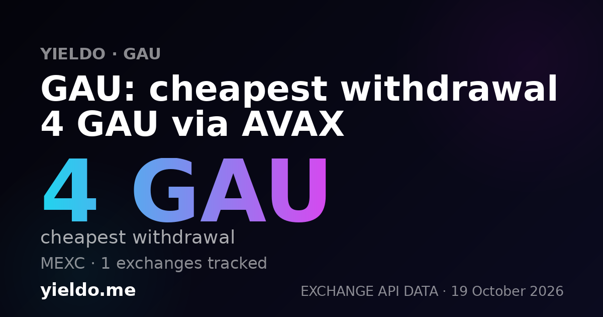 GAU: cheapest withdrawal 4 GAU via AVAX
