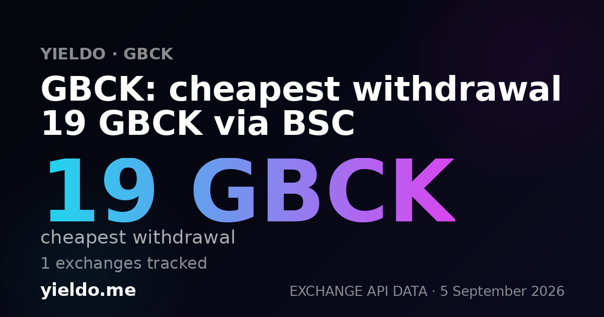 GBCK: cheapest withdrawal 19 GBCK via BSC