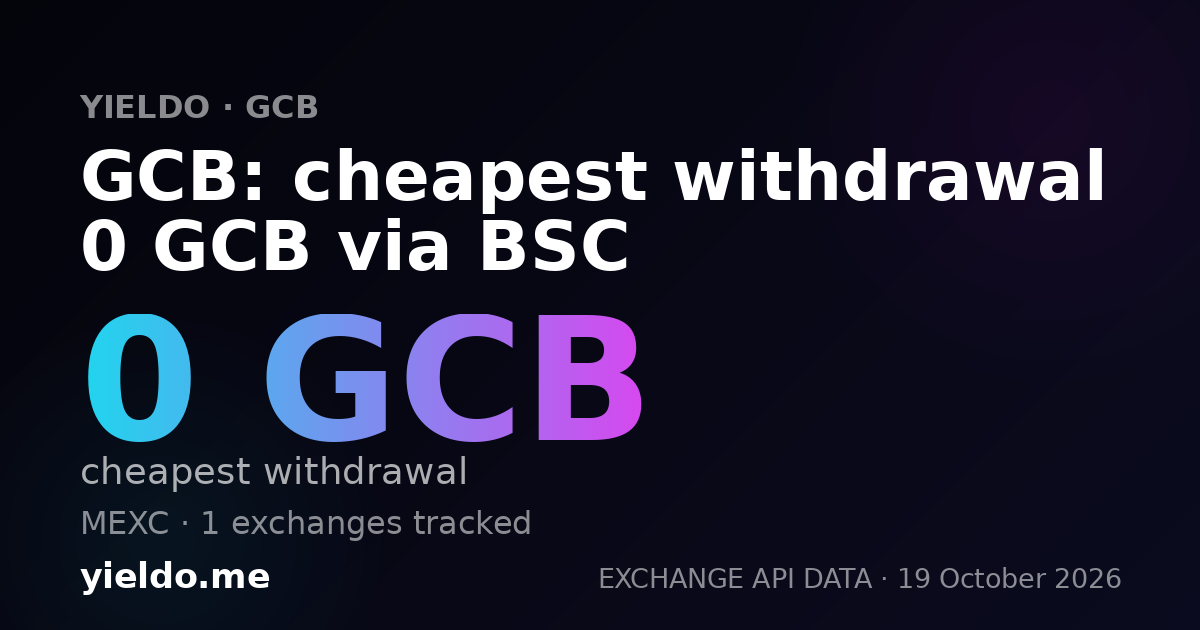 GCB: cheapest withdrawal 0 GCB via BSC