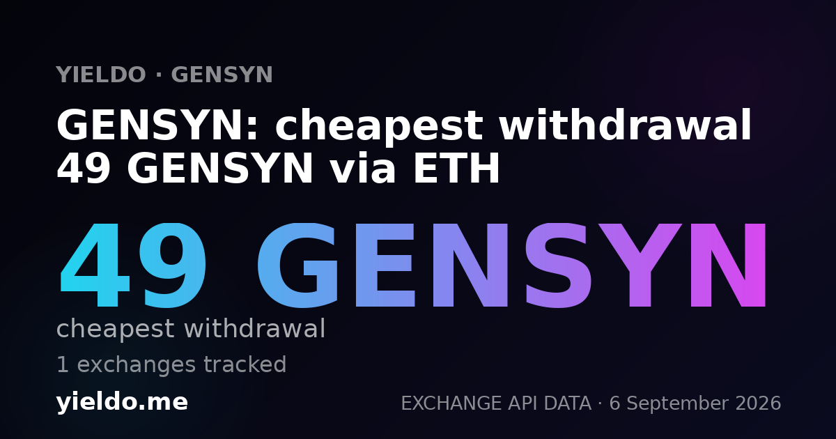 GENSYN: cheapest withdrawal 48 GENSYN via ETH
