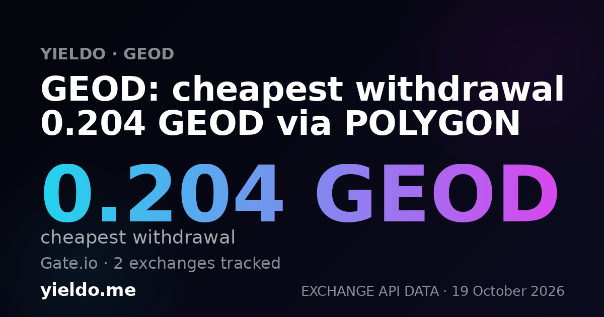 GEOD: cheapest withdrawal 0.204 GEOD via POLYGON