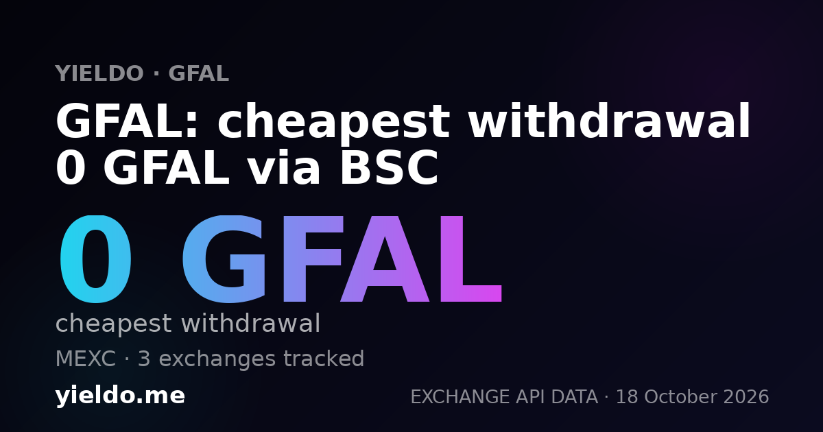 GFAL: cheapest withdrawal 0 GFAL via BSC