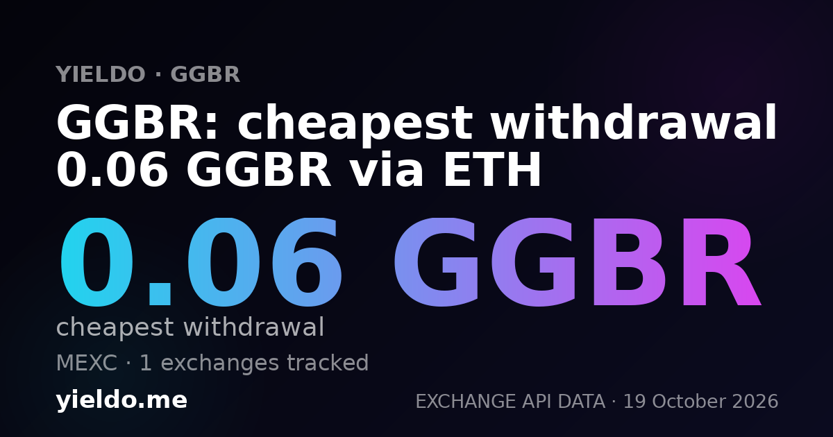 GGBR: cheapest withdrawal 0.06 GGBR via ETH