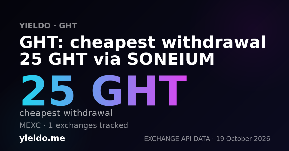 GHT: cheapest withdrawal 25 GHT via SONEIUM
