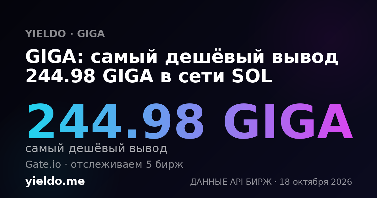 GIGA: самый дешёвый вывод 244.98 GIGA в сети SOL