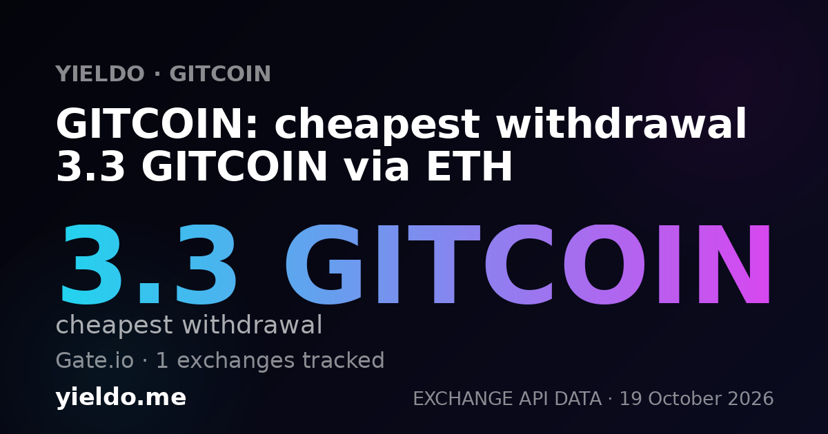 GITCOIN: cheapest withdrawal 3.3 GITCOIN via ETH