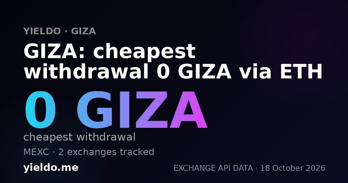 GIZA: cheapest withdrawal 0 GIZA via ETH