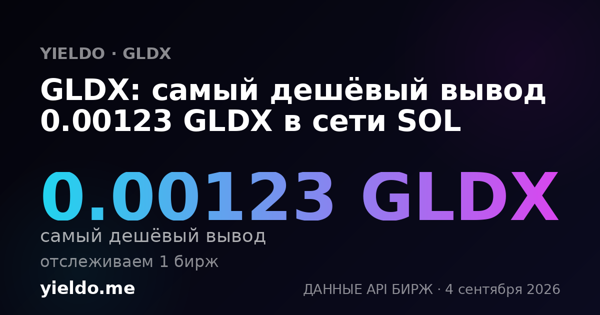 GLDX: самый дешёвый вывод 0.00123 GLDX в сети SOL