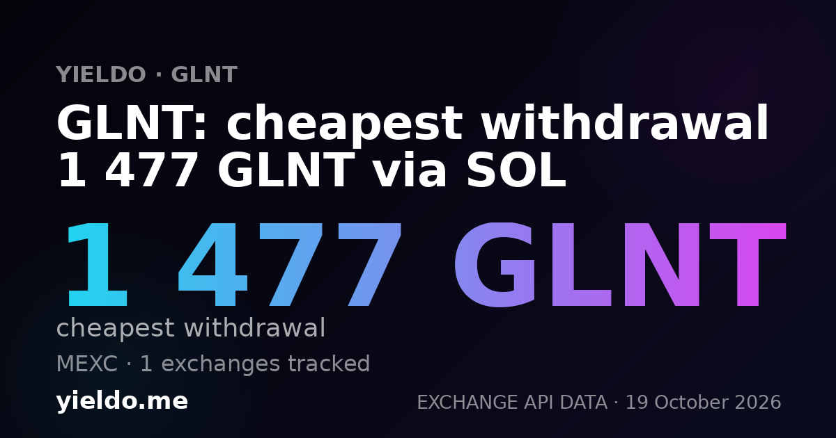 GLNT: cheapest withdrawal 1 477 GLNT via SOL