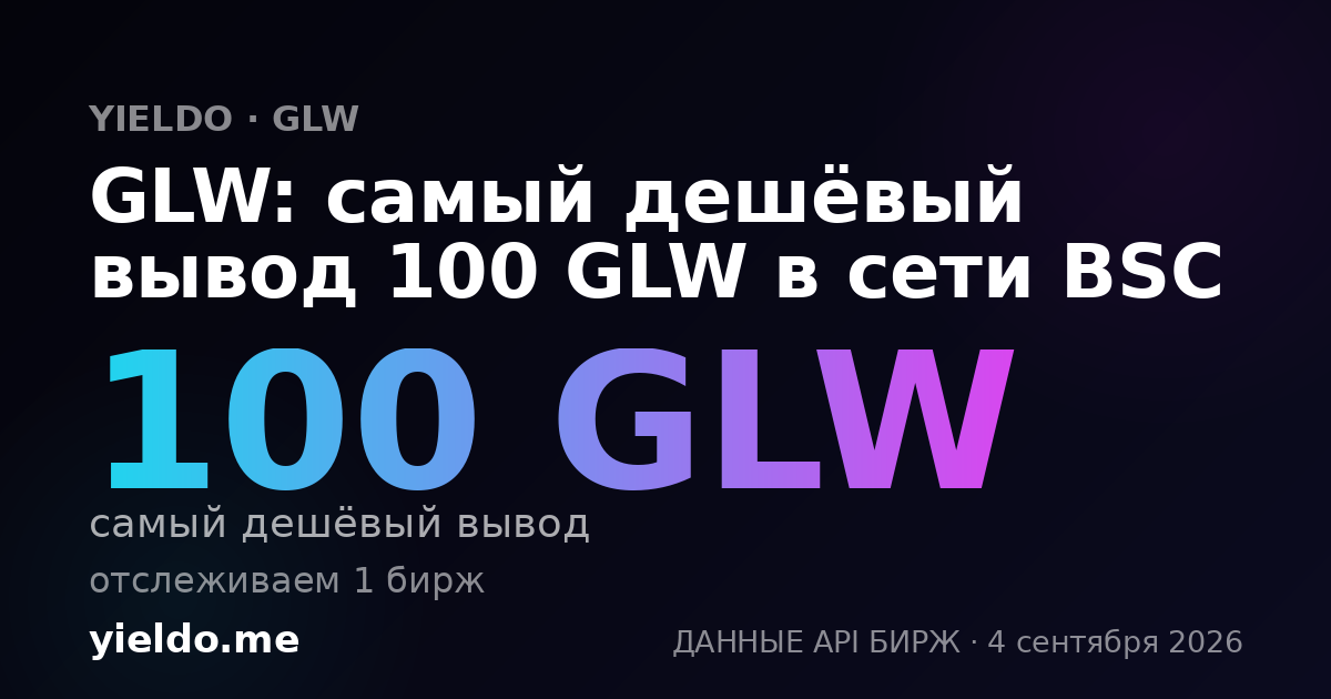 GLW: самый дешёвый вывод 100 GLW в сети BSC