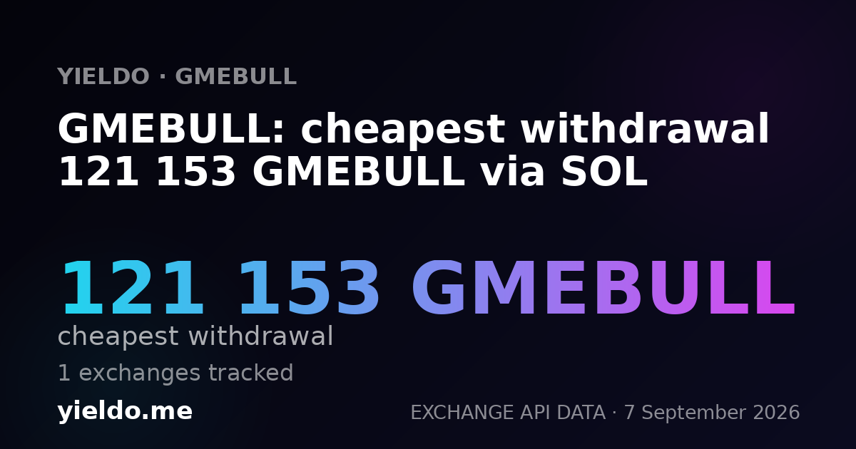GMEBULL: cheapest withdrawal 121 153 GMEBULL via SOL