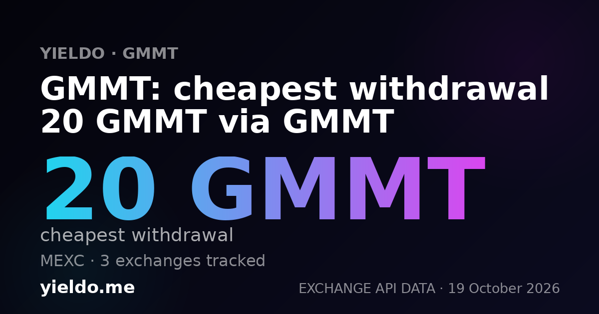 GMMT: cheapest withdrawal 20 GMMT via GMMT
