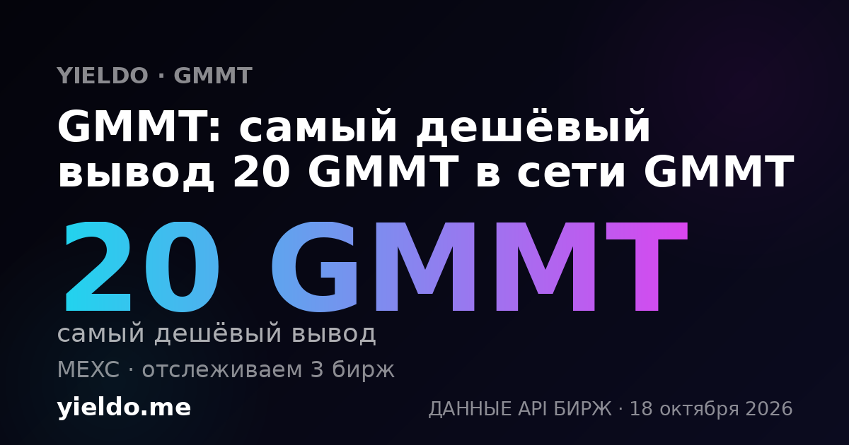 GMMT: самый дешёвый вывод 20 GMMT в сети GMMT