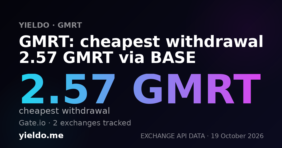 GMRT: cheapest withdrawal 2.57 GMRT via BASE