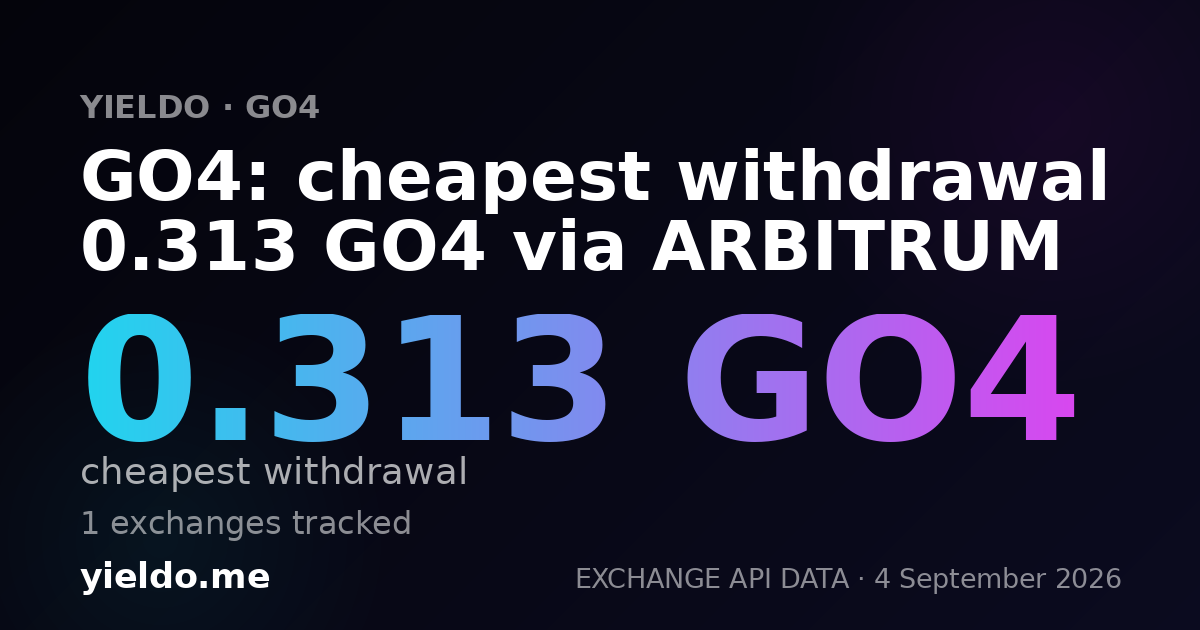 GO4: cheapest withdrawal 0.313 GO4 via ARBITRUM