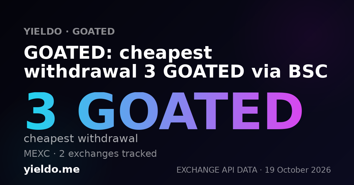 GOATED: cheapest withdrawal 3 GOATED via BSC