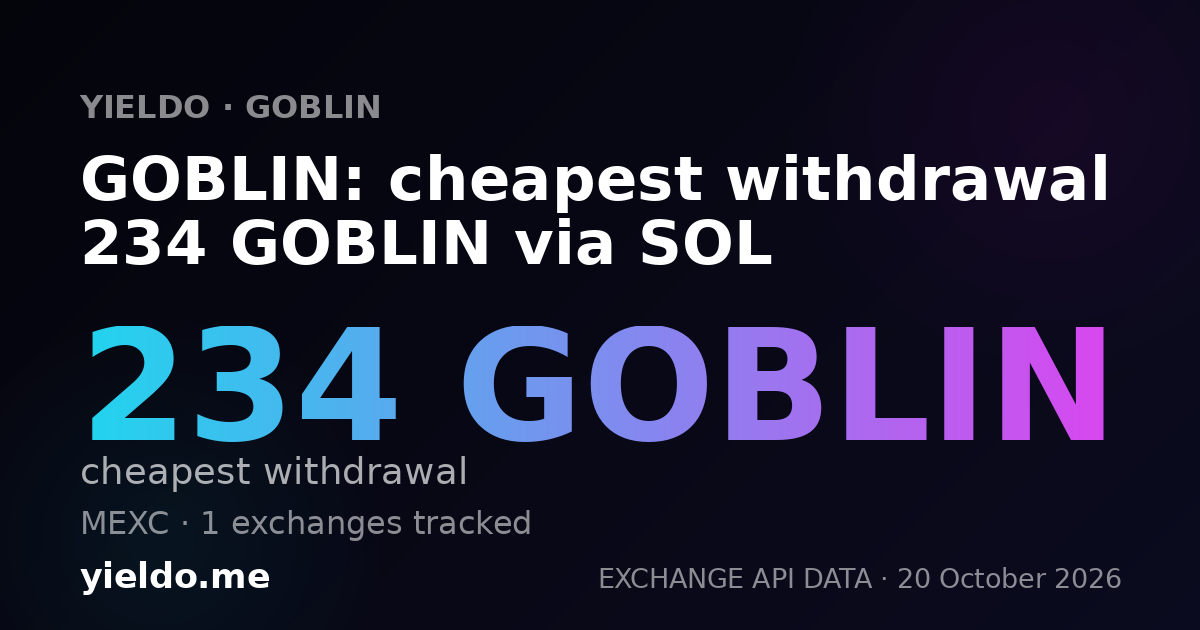 GOBLIN: cheapest withdrawal 234 GOBLIN via SOL