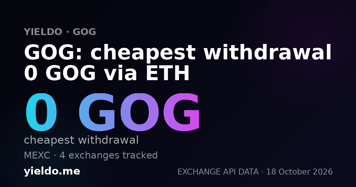 GOG: cheapest withdrawal 0 GOG via ETH