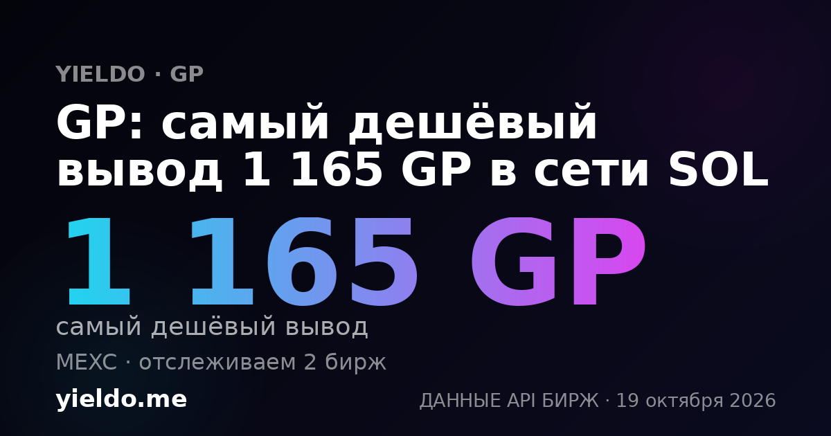 GP: самый дешёвый вывод 1 163 GP в сети SOL
